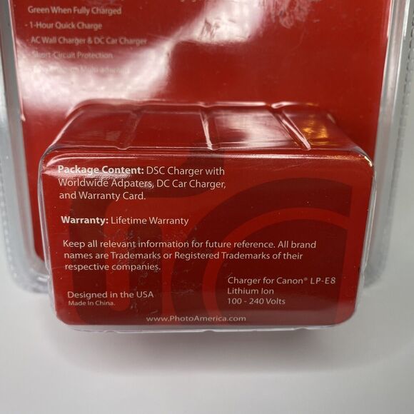 Photo America Rapid Lithium Ion Battery Travel Charger Canon LP-E8 Worldwide NEW - Picture 9 of 9